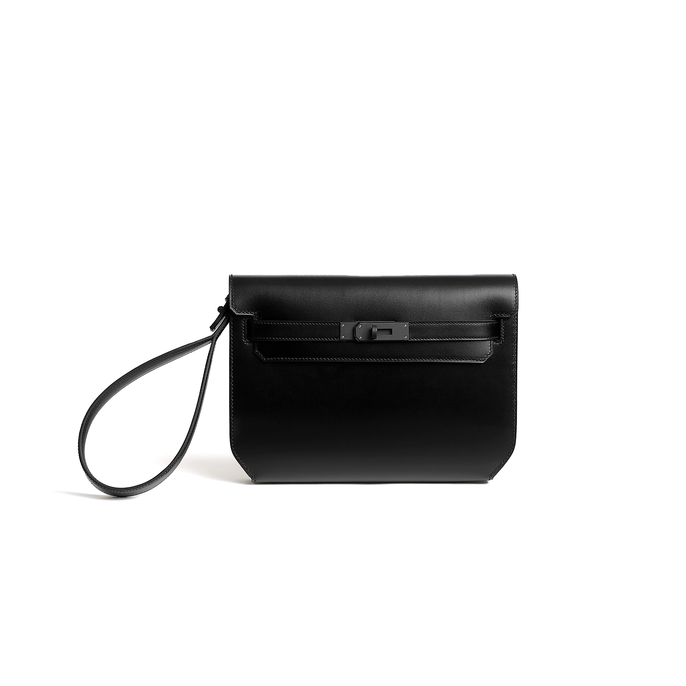 HERMES KELLY DEPECHES 25 MONOCHROME POUCH BOX BLACK PVD H084870CH89 (25*20*4cm)